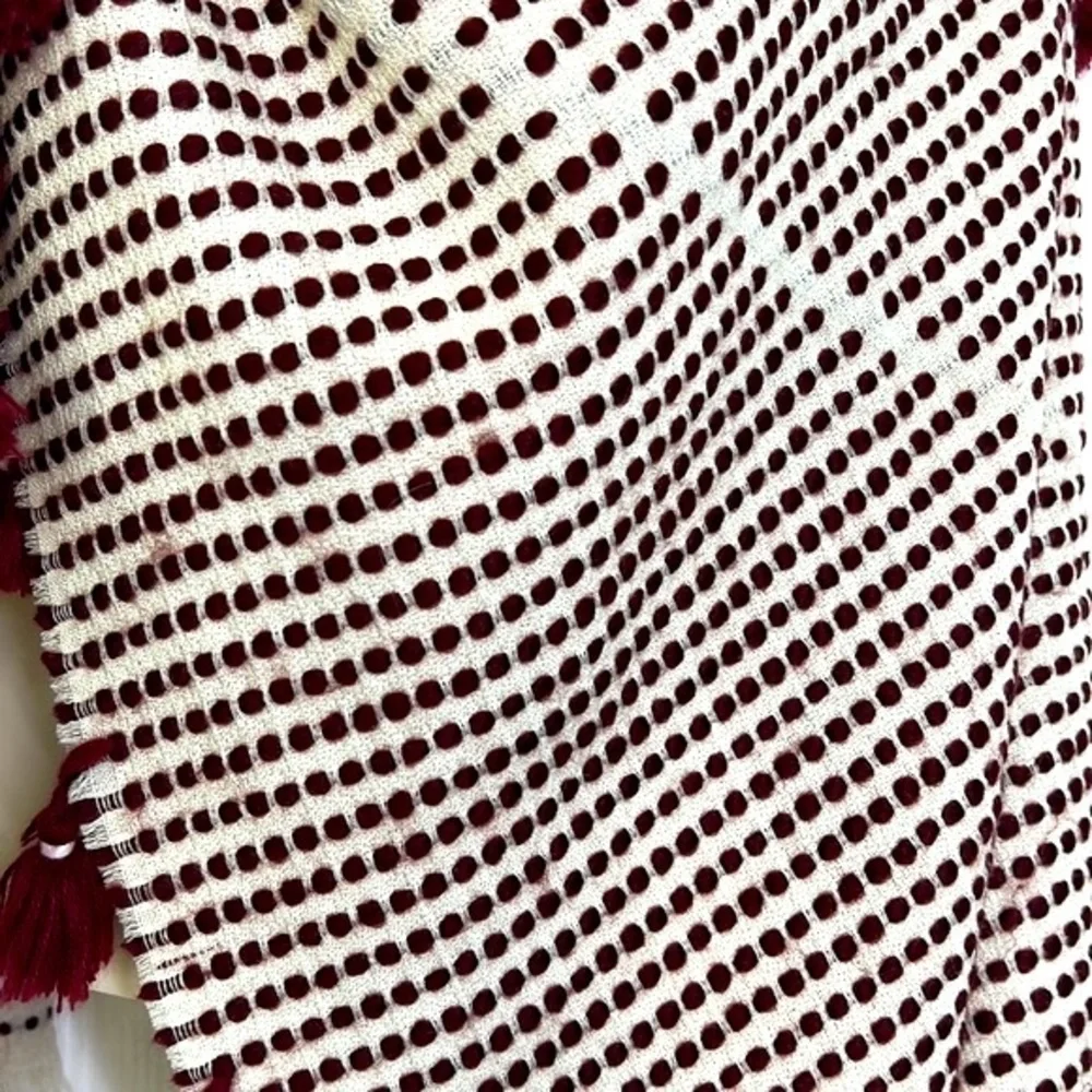 Madewell - Burgundy and Ivory Woven and Tassel Large Scarf Size Onesize